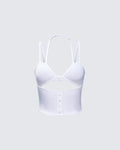 Finesse Romina White Button Though Cami Top