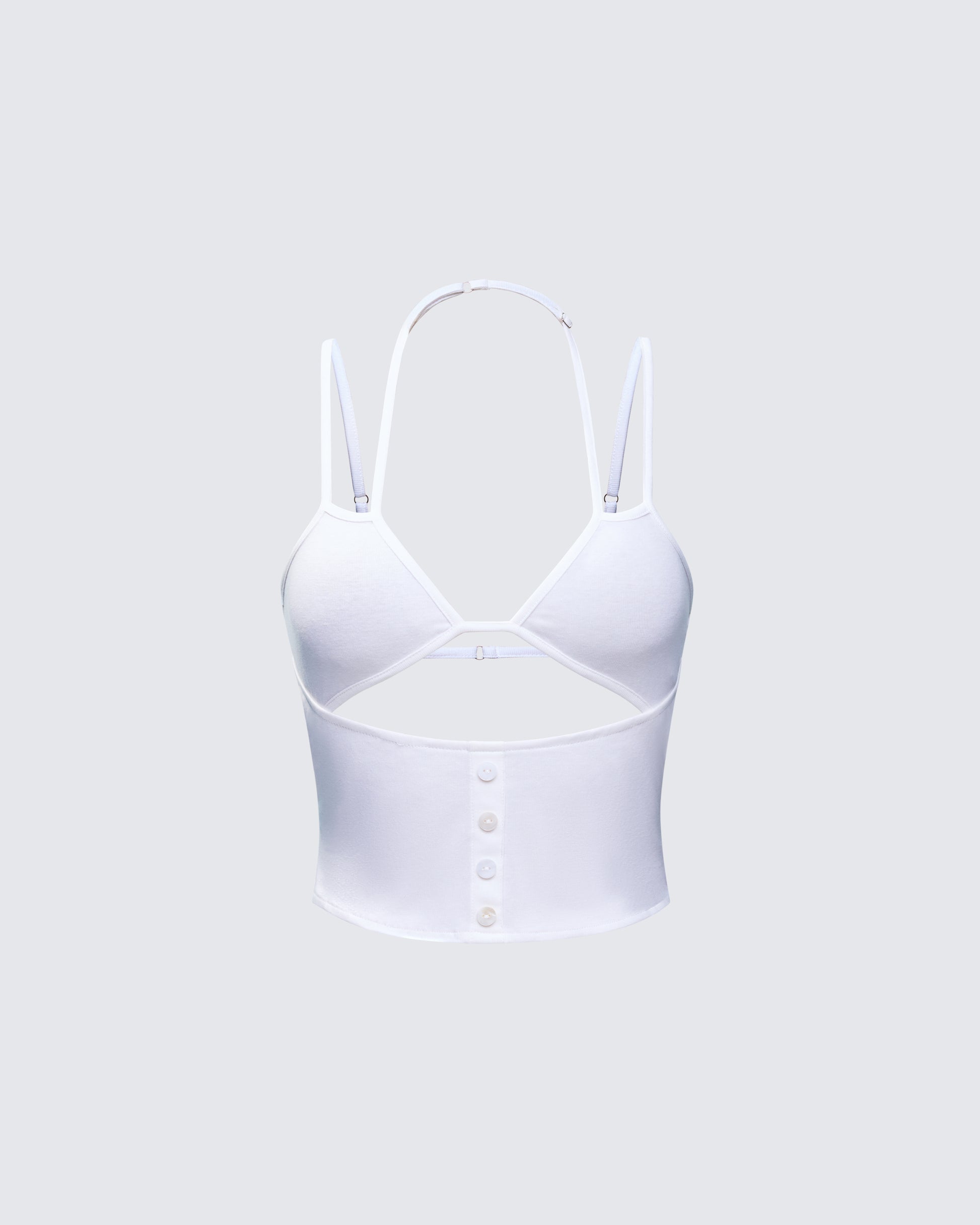 Finesse Romina White Button Though Cami Top