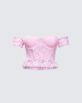 Finesse Senara Pink Corset Ruffle Top