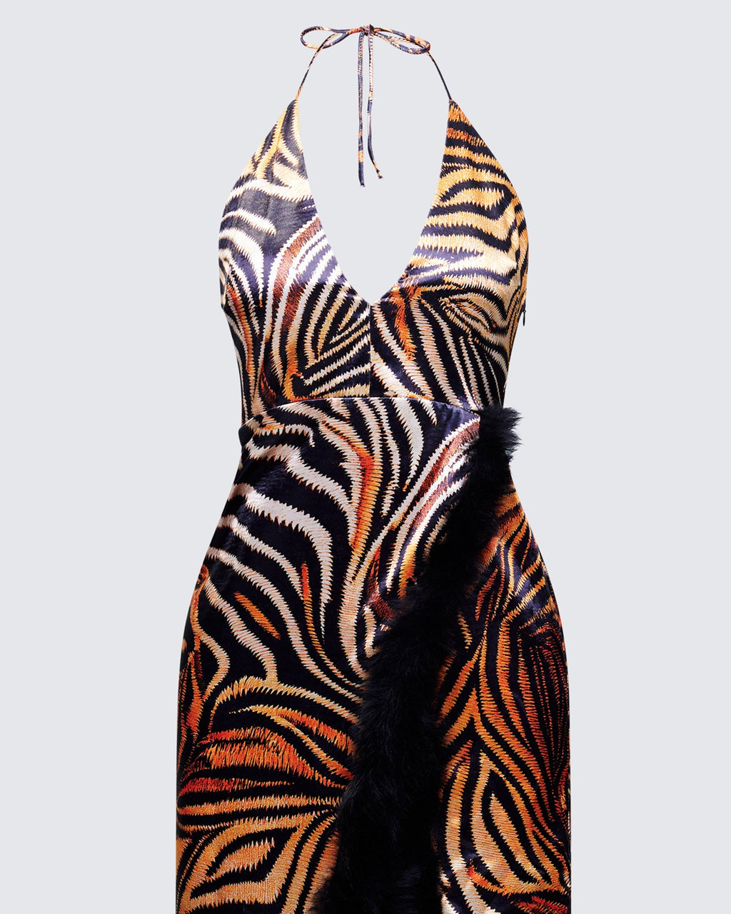 Finesse Ursula Orange Printed Wrap Maxi Dress