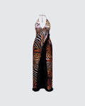 Finesse Ursula Orange Printed Wrap Maxi Dress