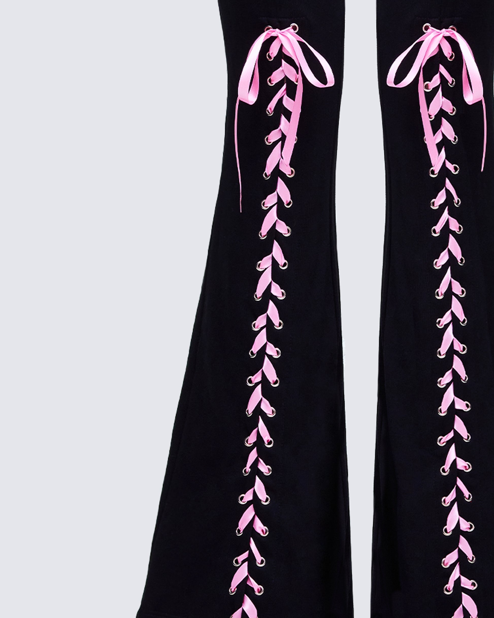 Finesse Vashti Black Ribbon Laced Sweatpants