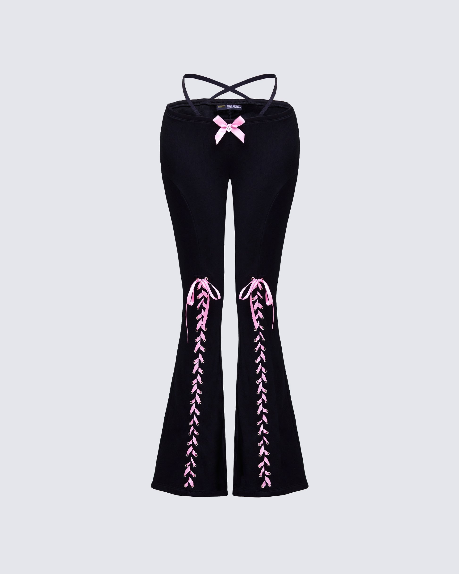 Finesse Vashti Black Ribbon Laced Sweatpants