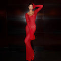 Mermaid Way Florence Red Crochet Bodycon Maxi Dress