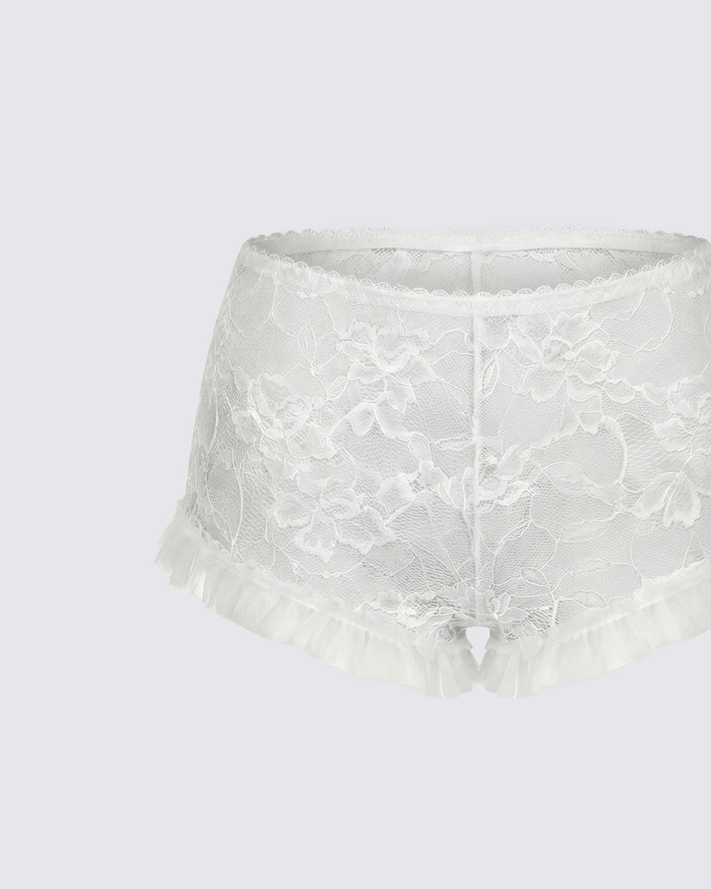 Finesse Flossie Ivory Lace Ruffle Mini Short