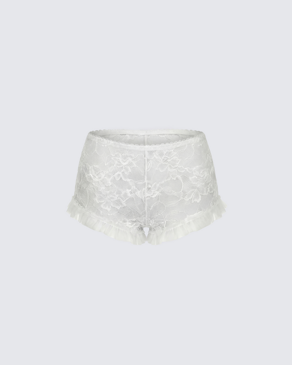 Finesse Flossie Ivory Lace Ruffle Mini Short