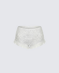 Finesse Flossie Ivory Lace Ruffle Mini Short