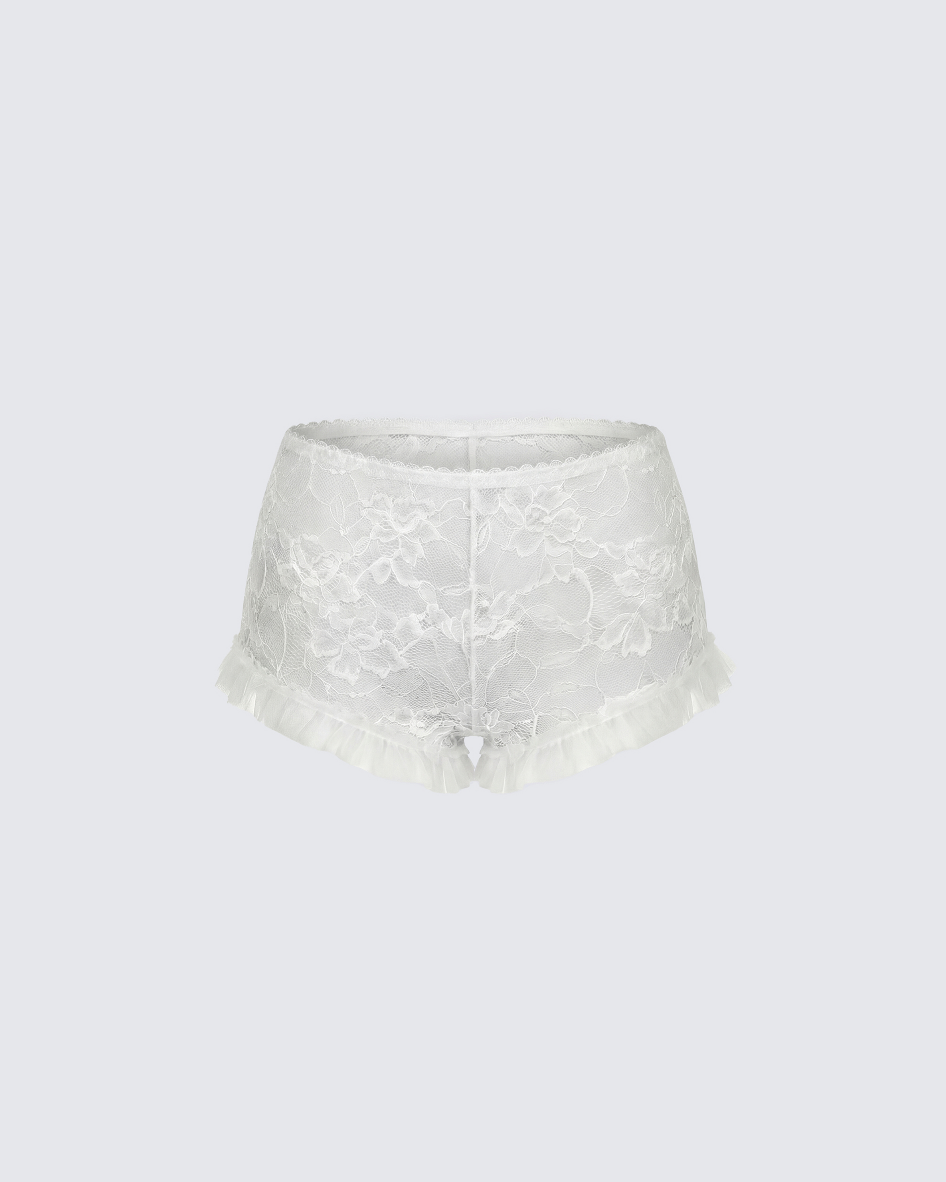 Finesse Flossie Ivory Lace Ruffle Mini Short