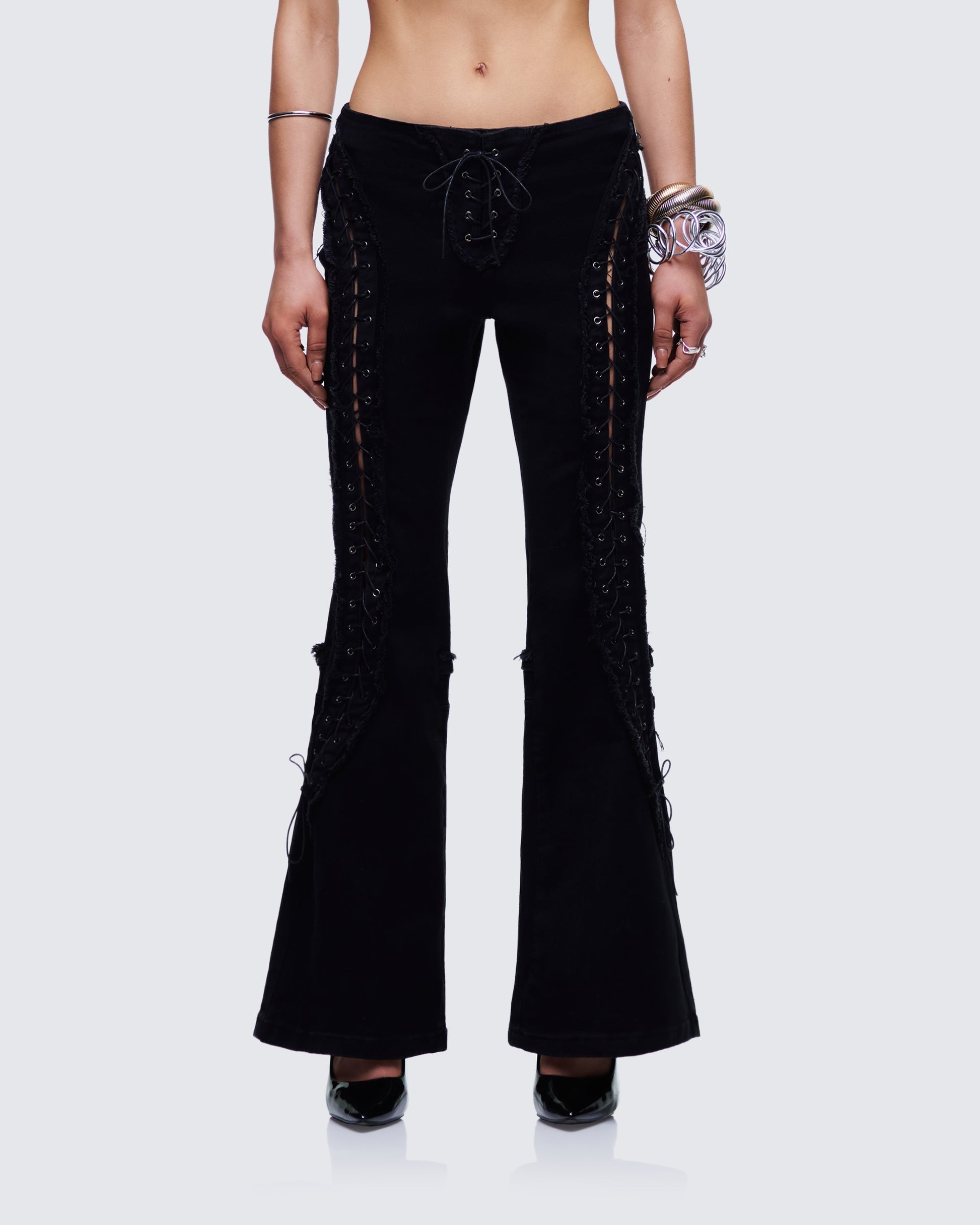 Finesse Genoveva Denim Lace Up Jeans