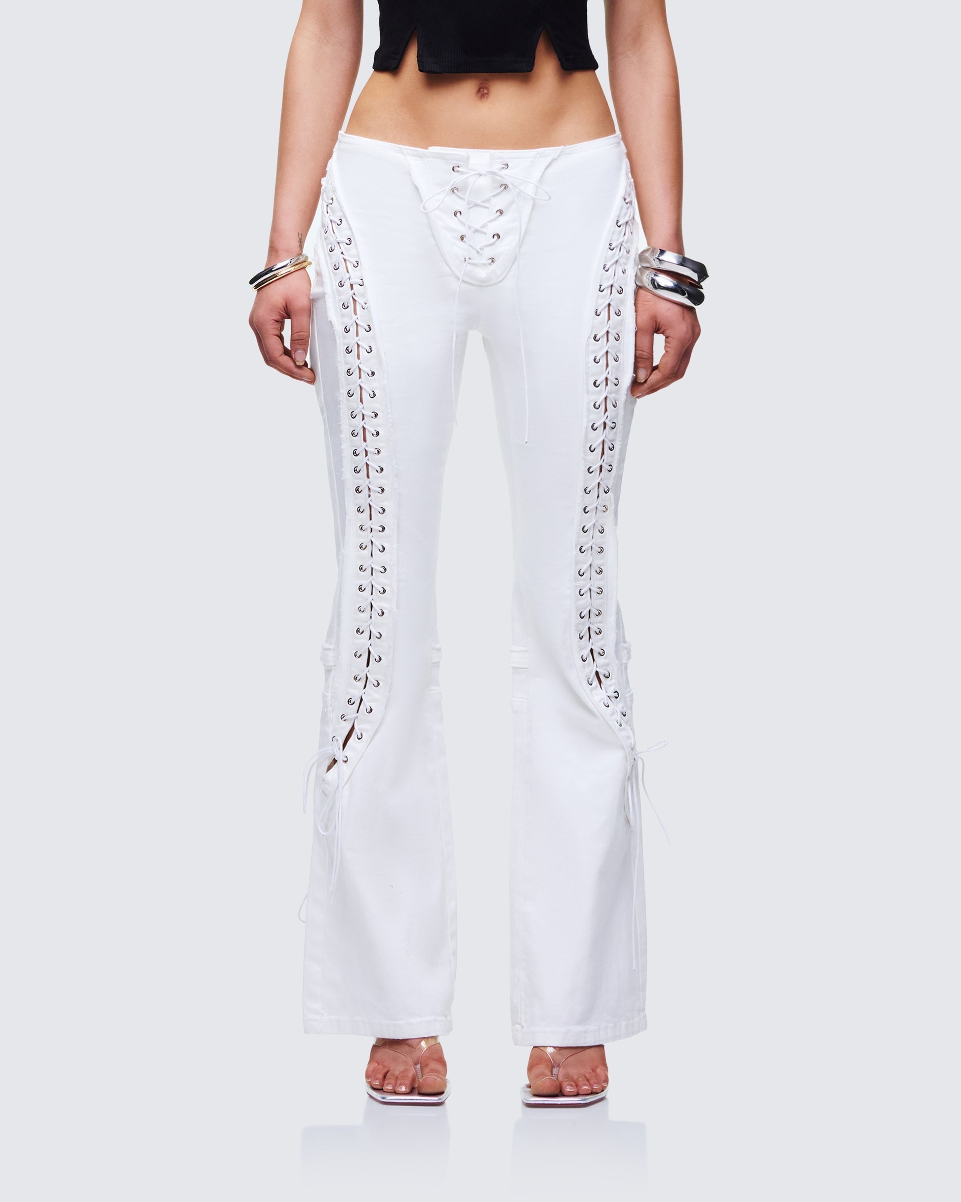 Finesse Genoveva Denim Lace Up Jeans