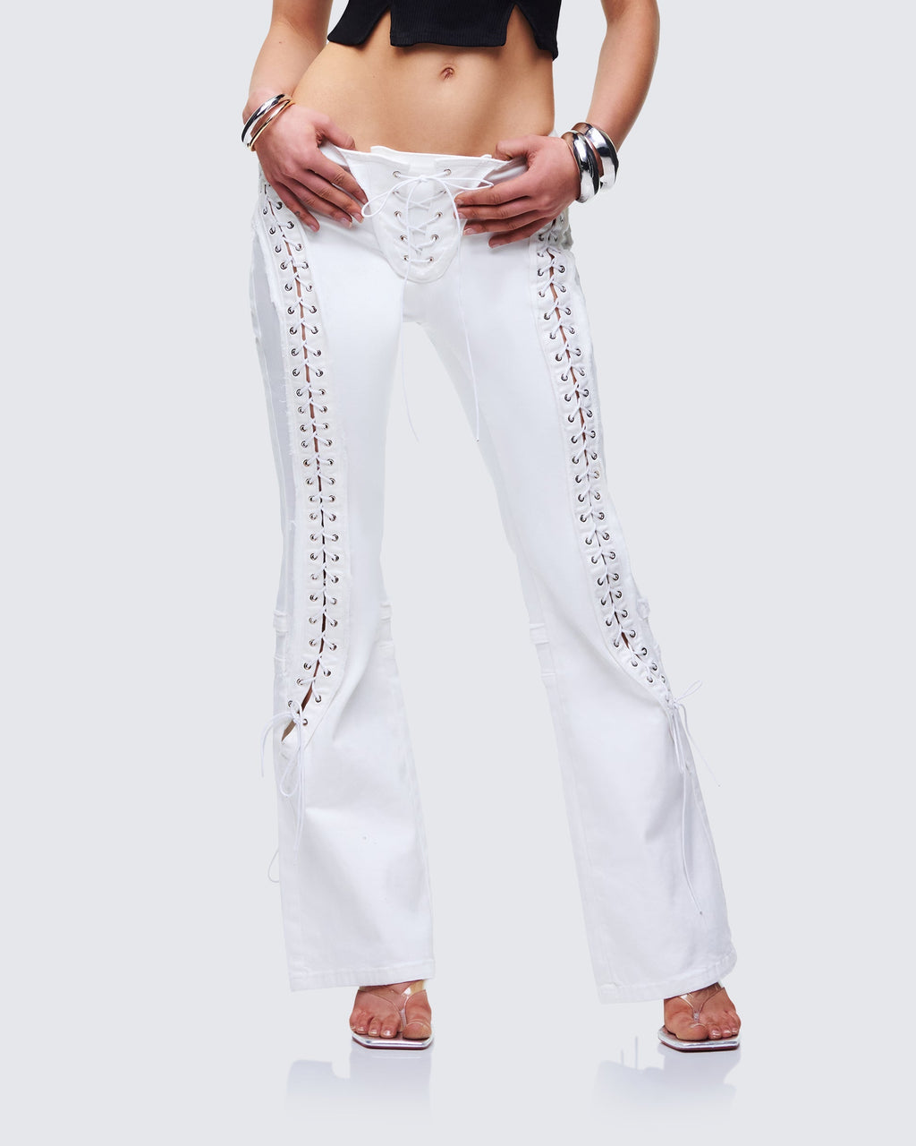 Finesse Genoveva Denim Lace Up Jeans