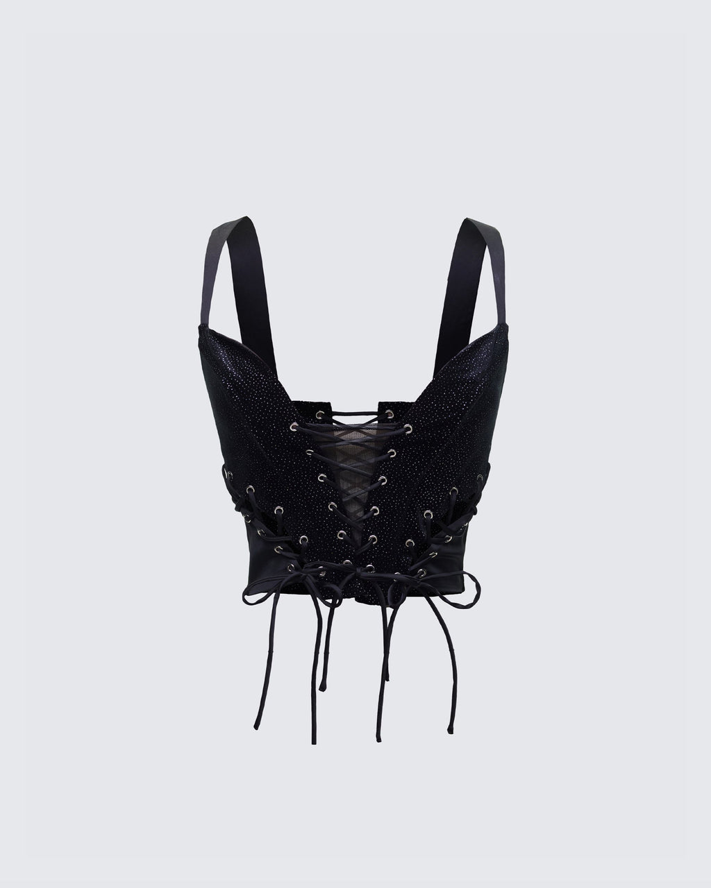 Finesse Ginan Black Glitter Velvet Corset Top