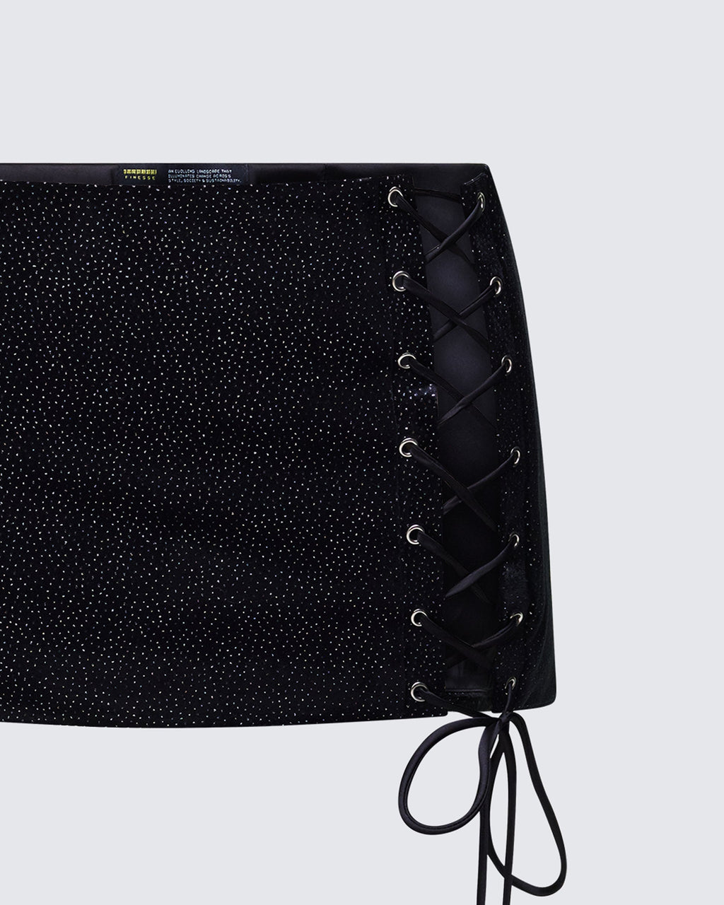 Finesse Ginan Black Glitter Velvet Mini Skirt