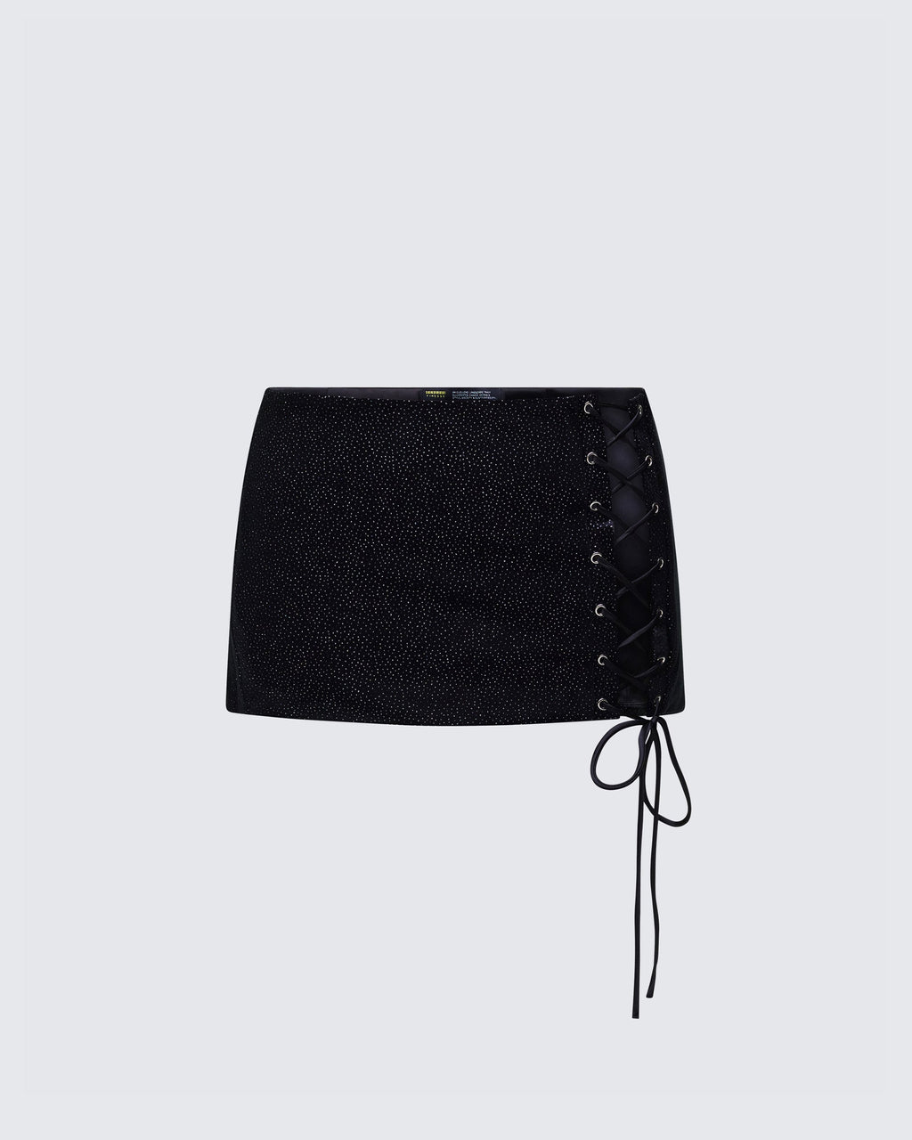 Finesse Ginan Black Glitter Velvet Mini Skirt