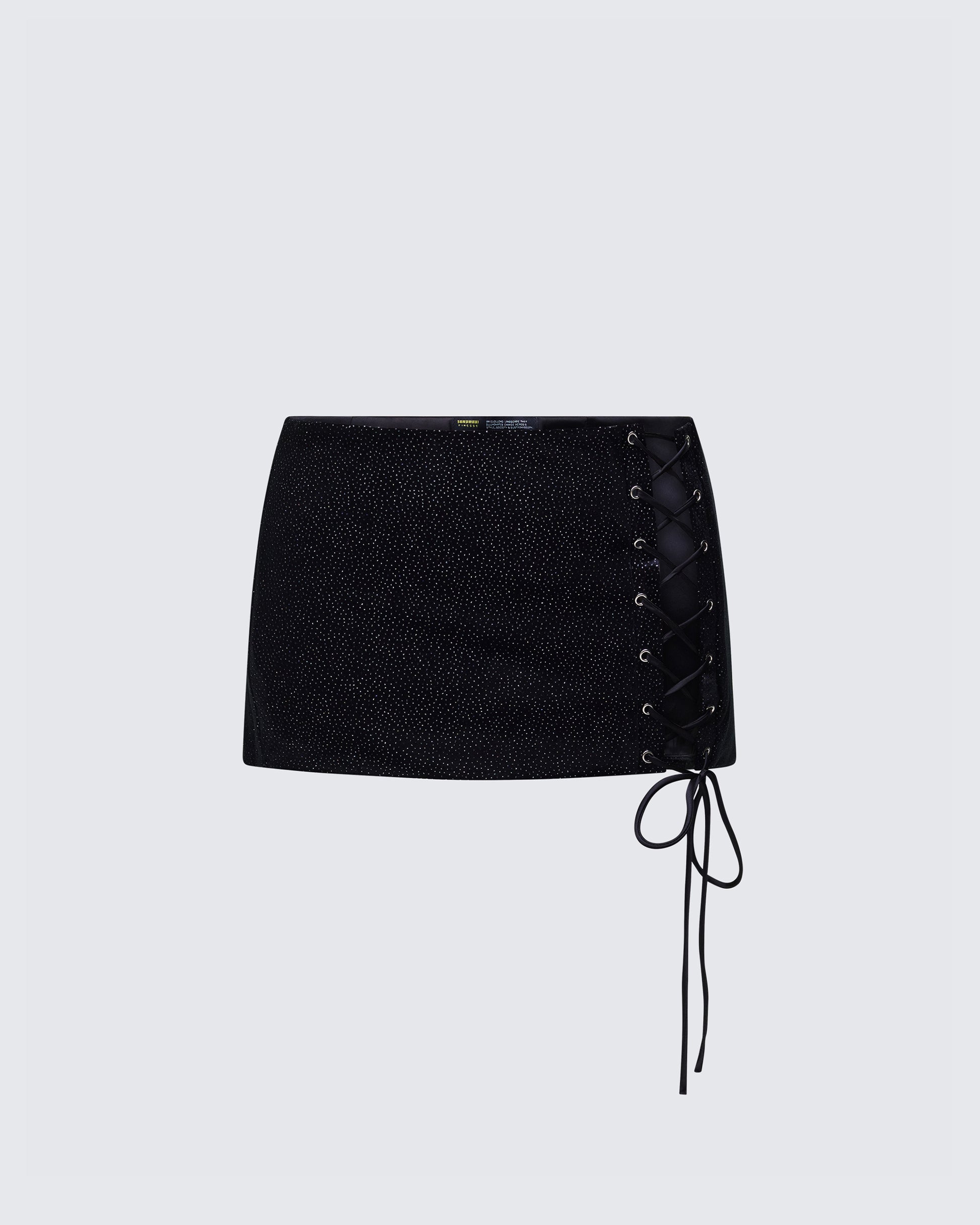 Finesse Ginan Black Glitter Velvet Mini Skirt