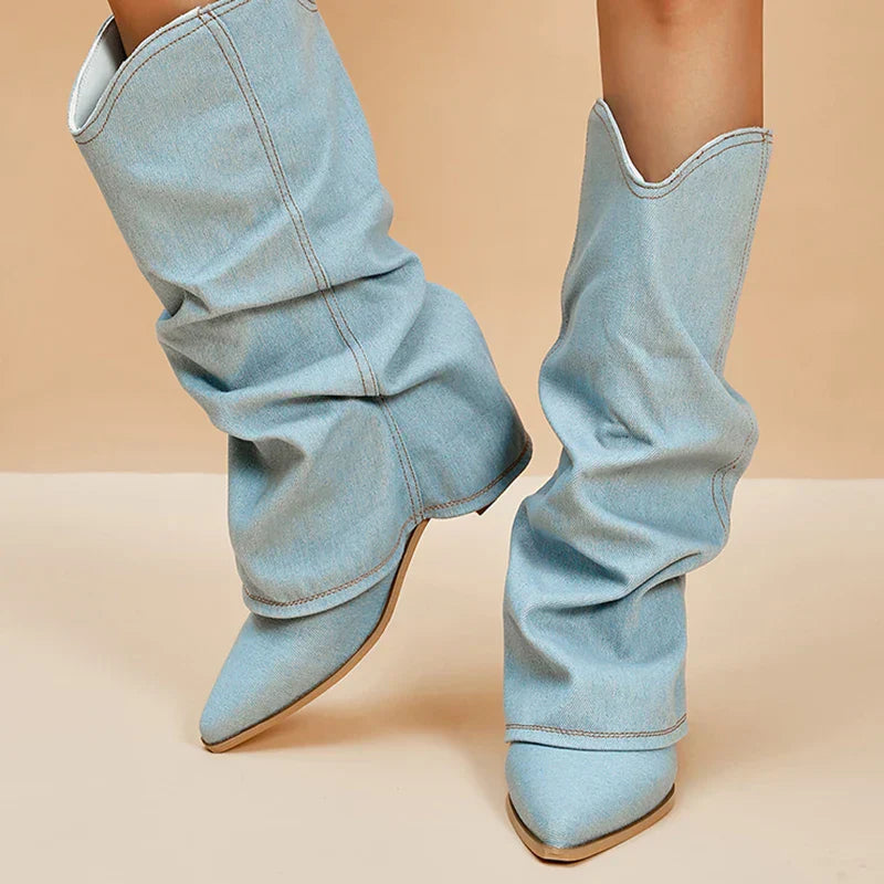 Harper & Lane Camila - Denim Knee-High Boots