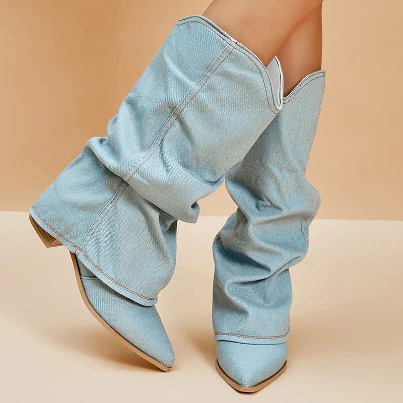 Harper & Lane Camila - Denim Knee-High Boots