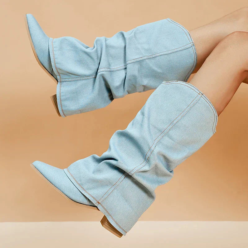 Harper & Lane Camila - Denim Knee-High Boots