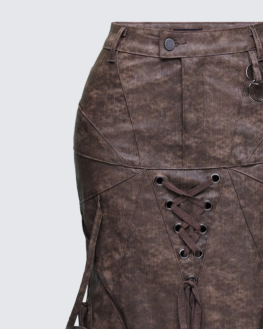 Finesse Hosea Brown Vegan Leather Maxi Skirt