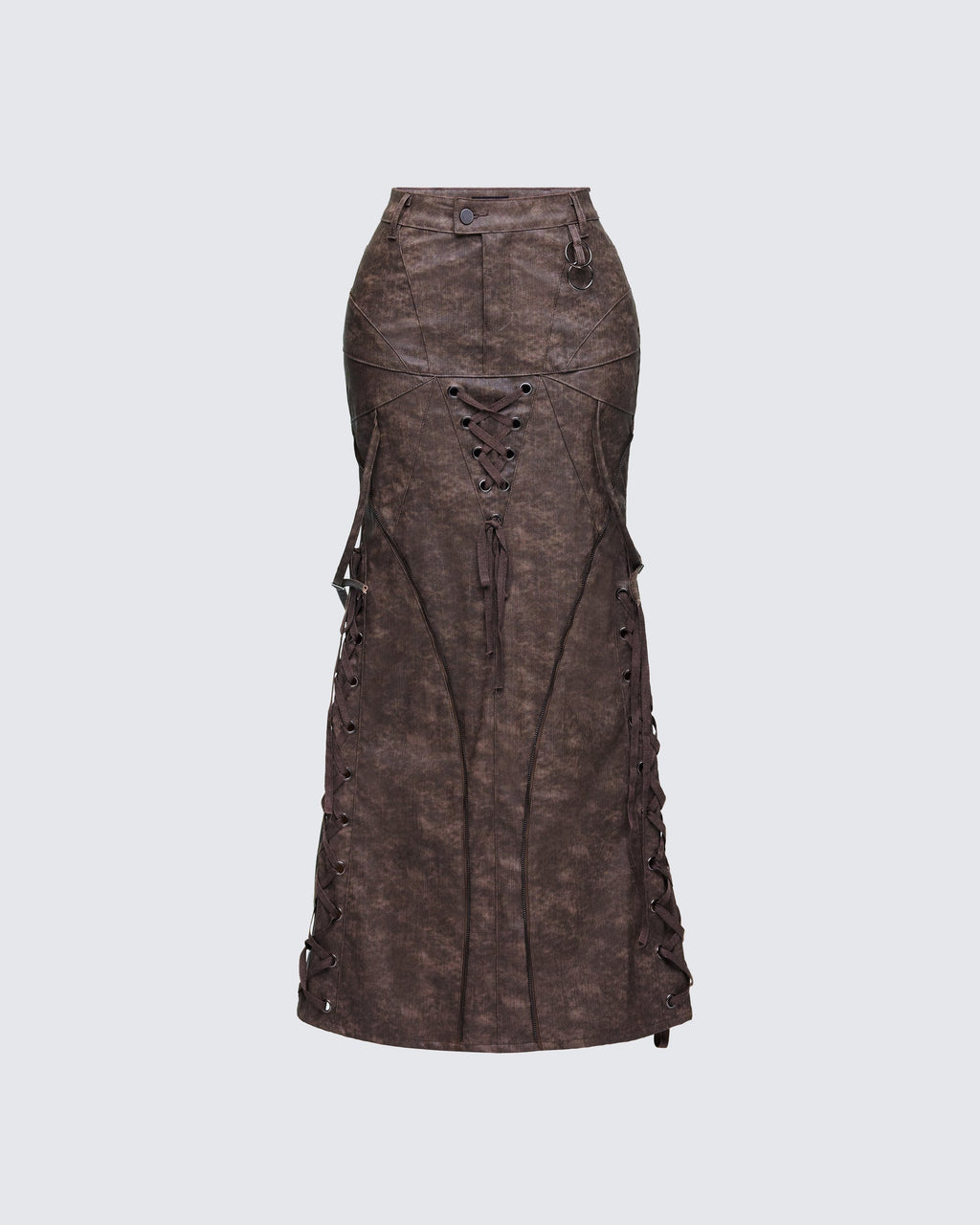 Finesse Hosea Brown Vegan Leather Maxi Skirt