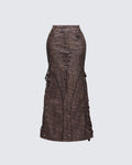 Finesse Hosea Brown Vegan Leather Maxi Skirt