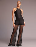 Heroine Sport Wide-Leg Mesh Pants [BLACK]
