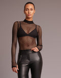 Heroine Sport MOCK NECK MESH BODYSUIT [BLACK]