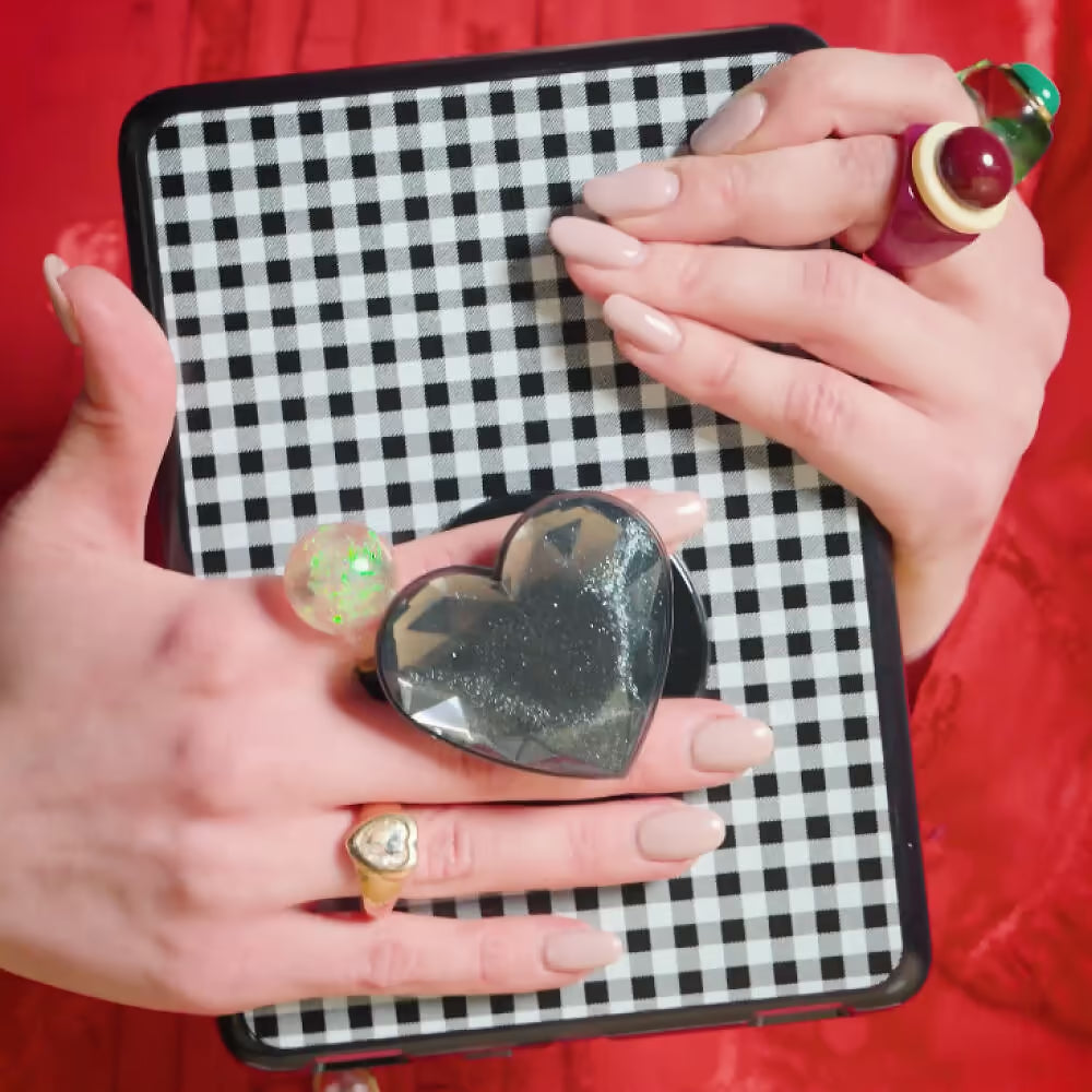 PopSockets Crystal Heart Black Glitter - MagSafe PopGrip