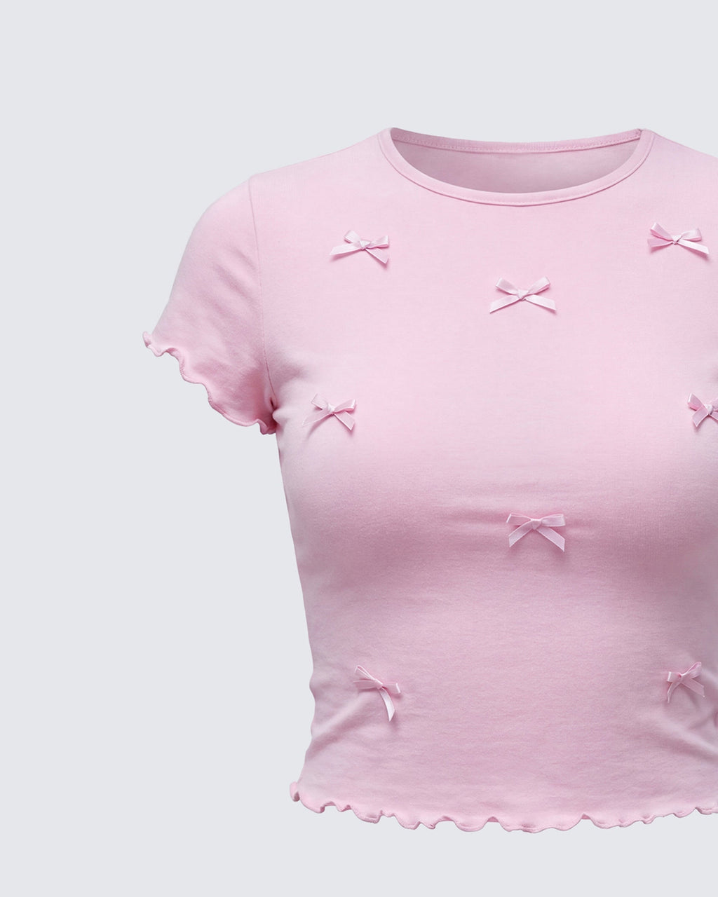Finesse Hila Pink Bow Trimmed Tee
