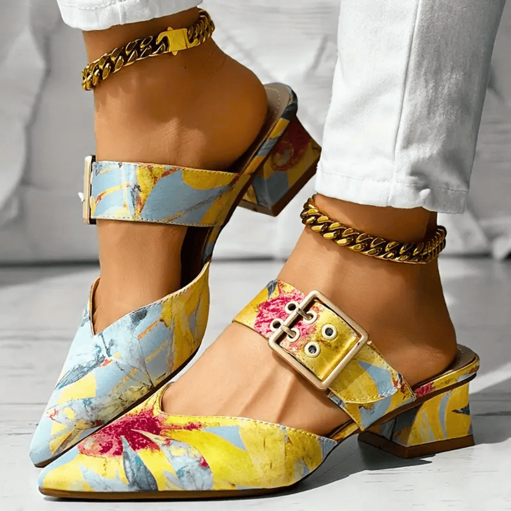 Harper & Lane Joan - Buckle Block Heel Mules