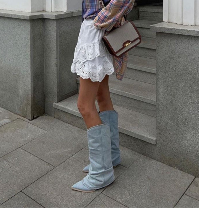 Harper & Lane Camila - Denim Knee-High Boots