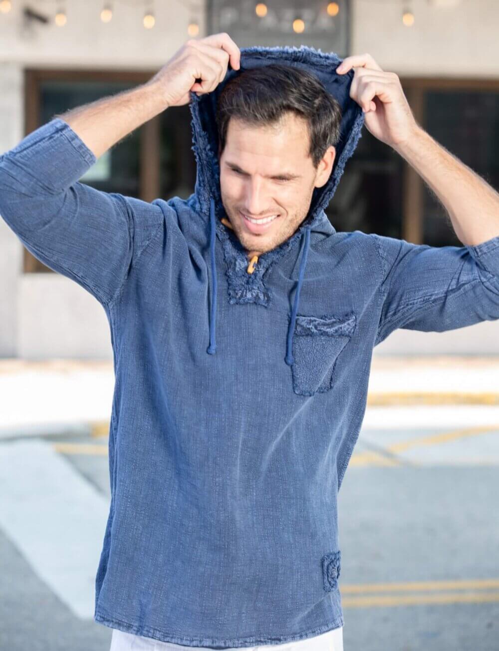 Cotton Natural Men's Tuscany Midnight Blue Hoodie