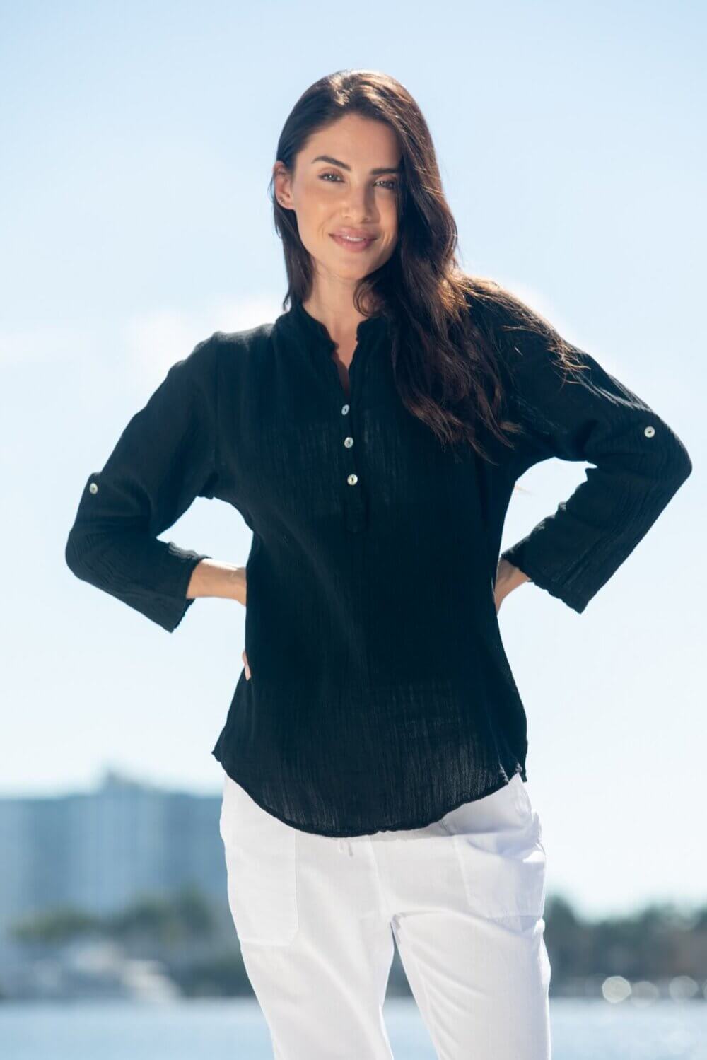 Cotton Natural Women's Linda Black Shirt