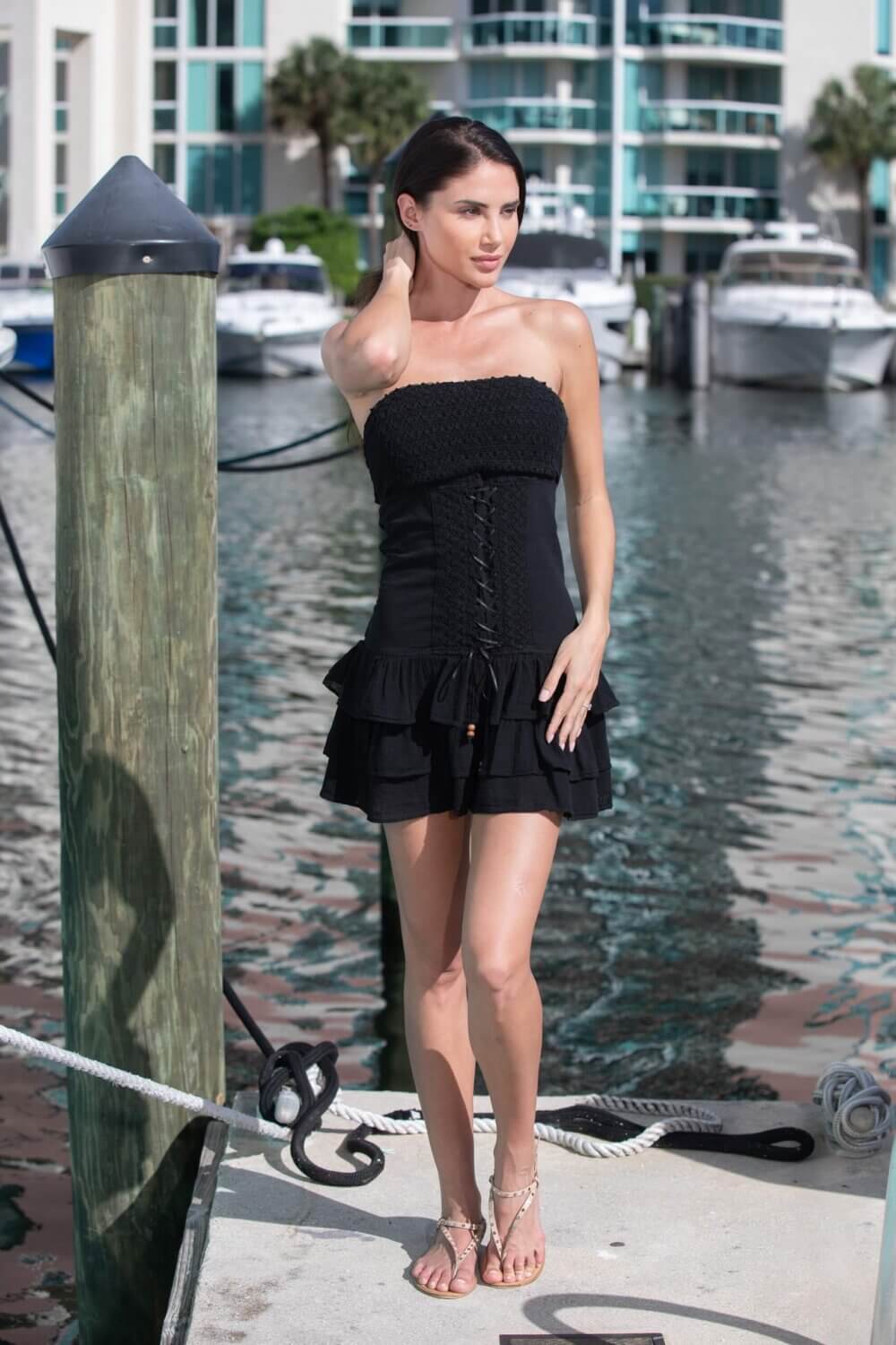 Cotton Natural Women's Bora Bora Black Line Dress