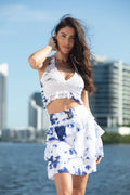 Cotton Natural Women's Aqua Electric Blue Skirt