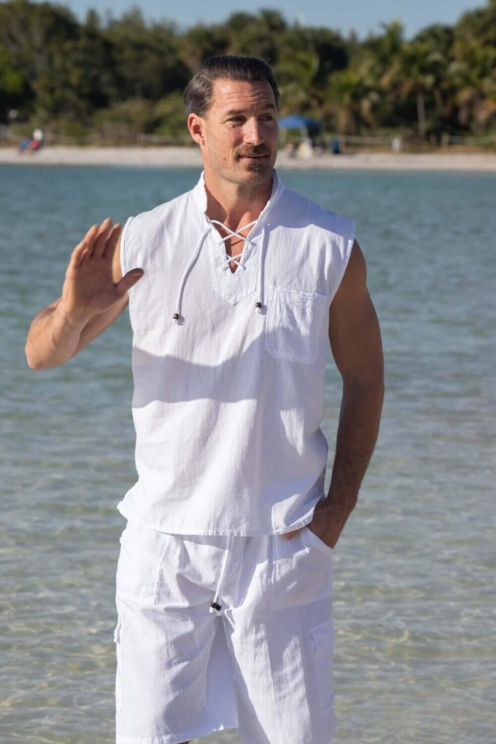 Cotton Natural Men's Mykonos Sleeveless Shirt
