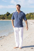 Cotton Natural Men's Hawaii Midnight Blue Shirt