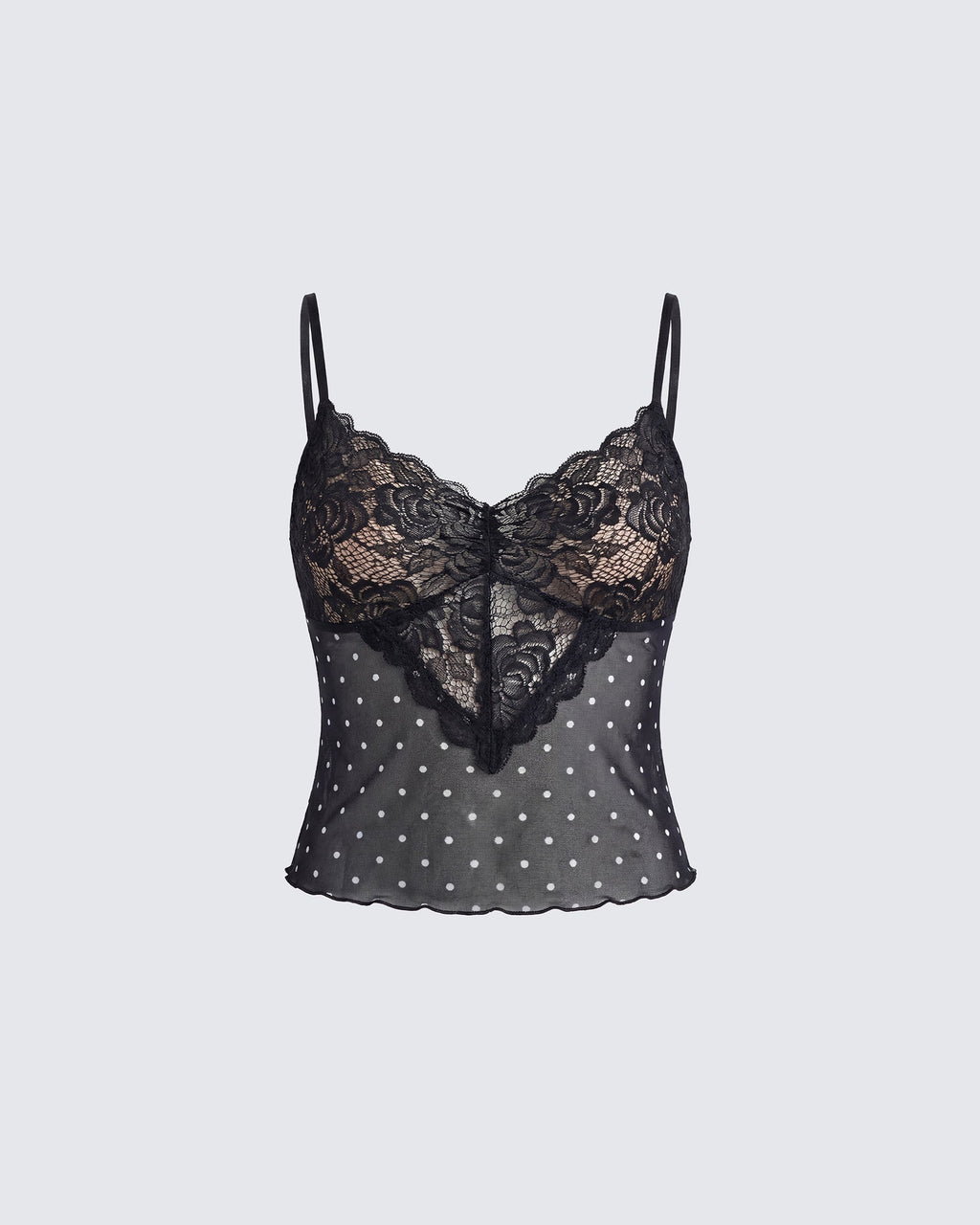Finesse Inaya Multi Mesh Polka Lace Edge Cami Top