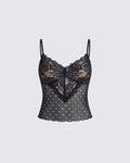 Finesse Inaya Multi Mesh Polka Lace Edge Cami Top
