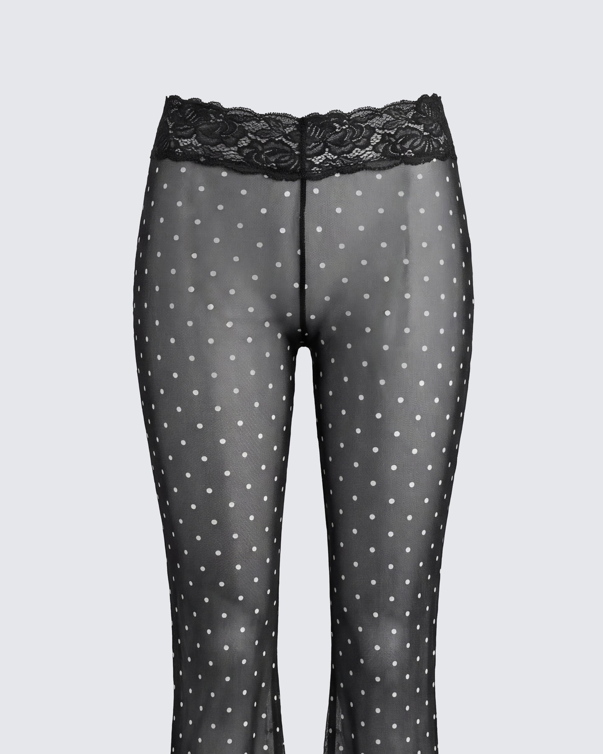 Finesse Inaya Multi Mesh Polka Lace Edge Leggings