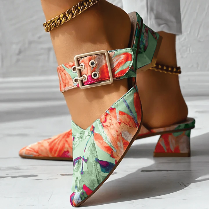 Harper & Lane Joan - Buckle Block Heel Mules