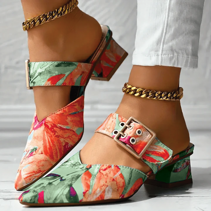 Harper & Lane Joan - Buckle Block Heel Mules