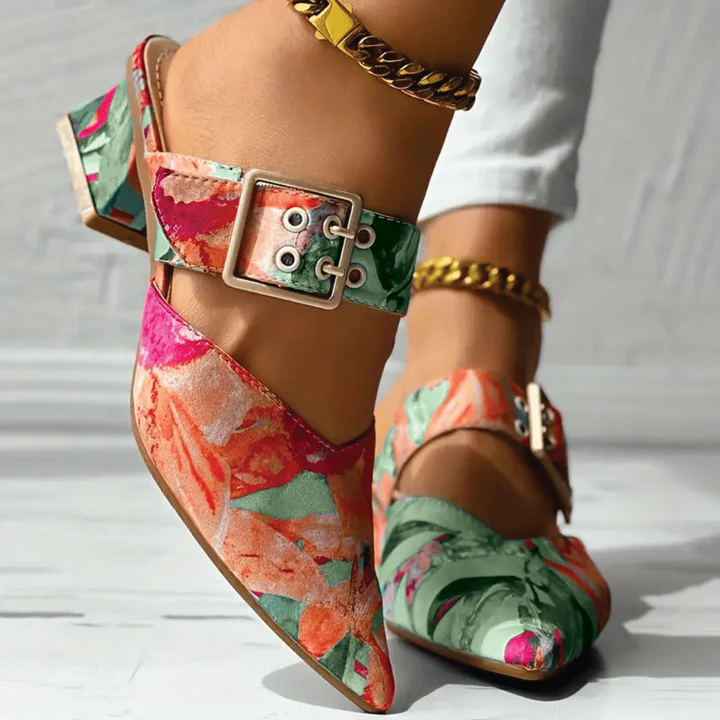 Harper & Lane Joan - Buckle Block Heel Mules