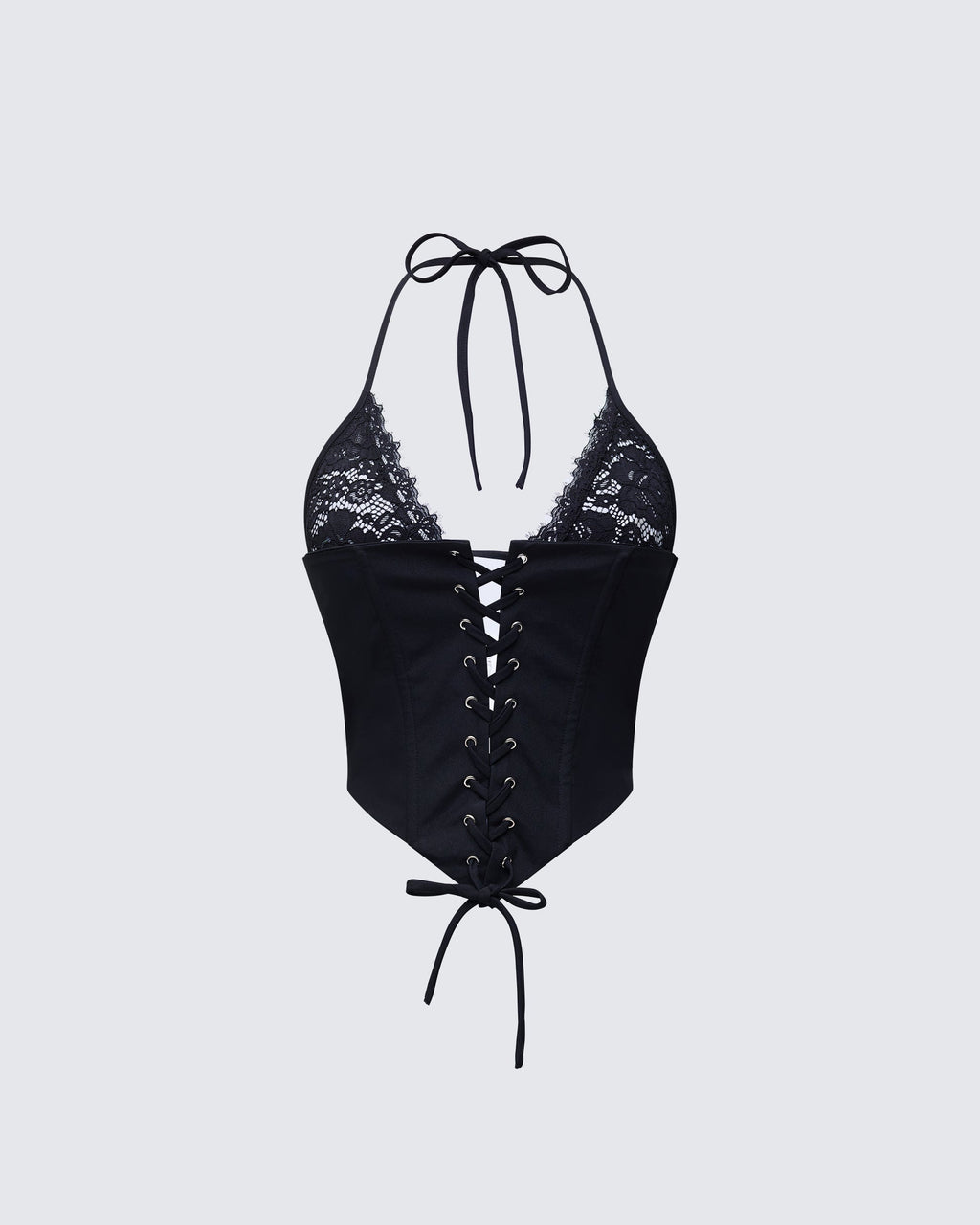 Finesse Jennie Black Lace Halter Corset Top