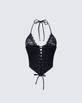 Finesse Jennie Black Lace Halter Corset Top