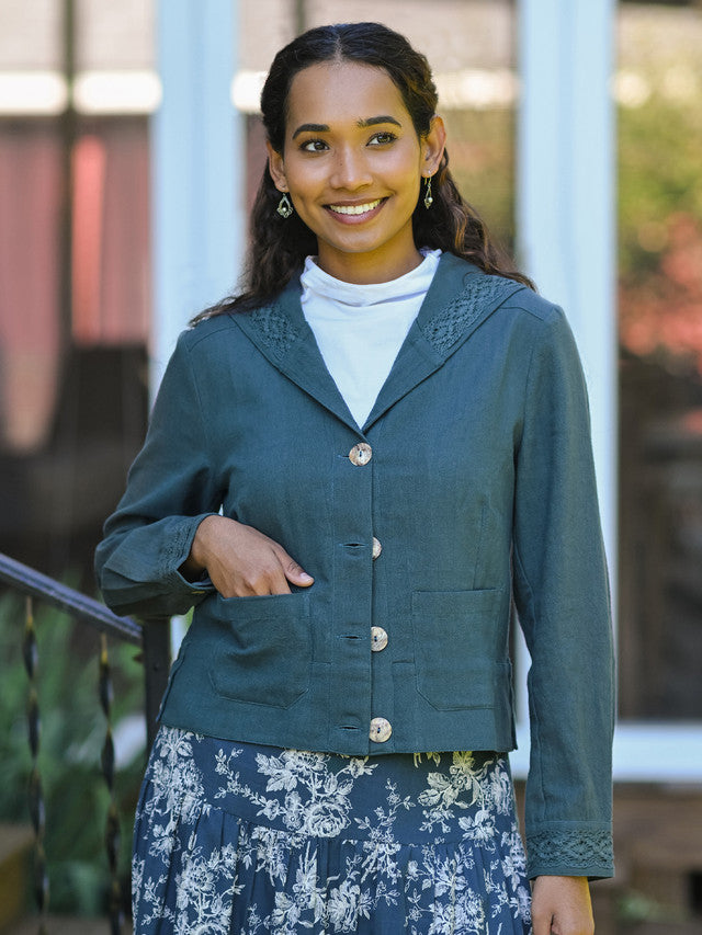 April Cornell Sailor Jacket - Dark Teal