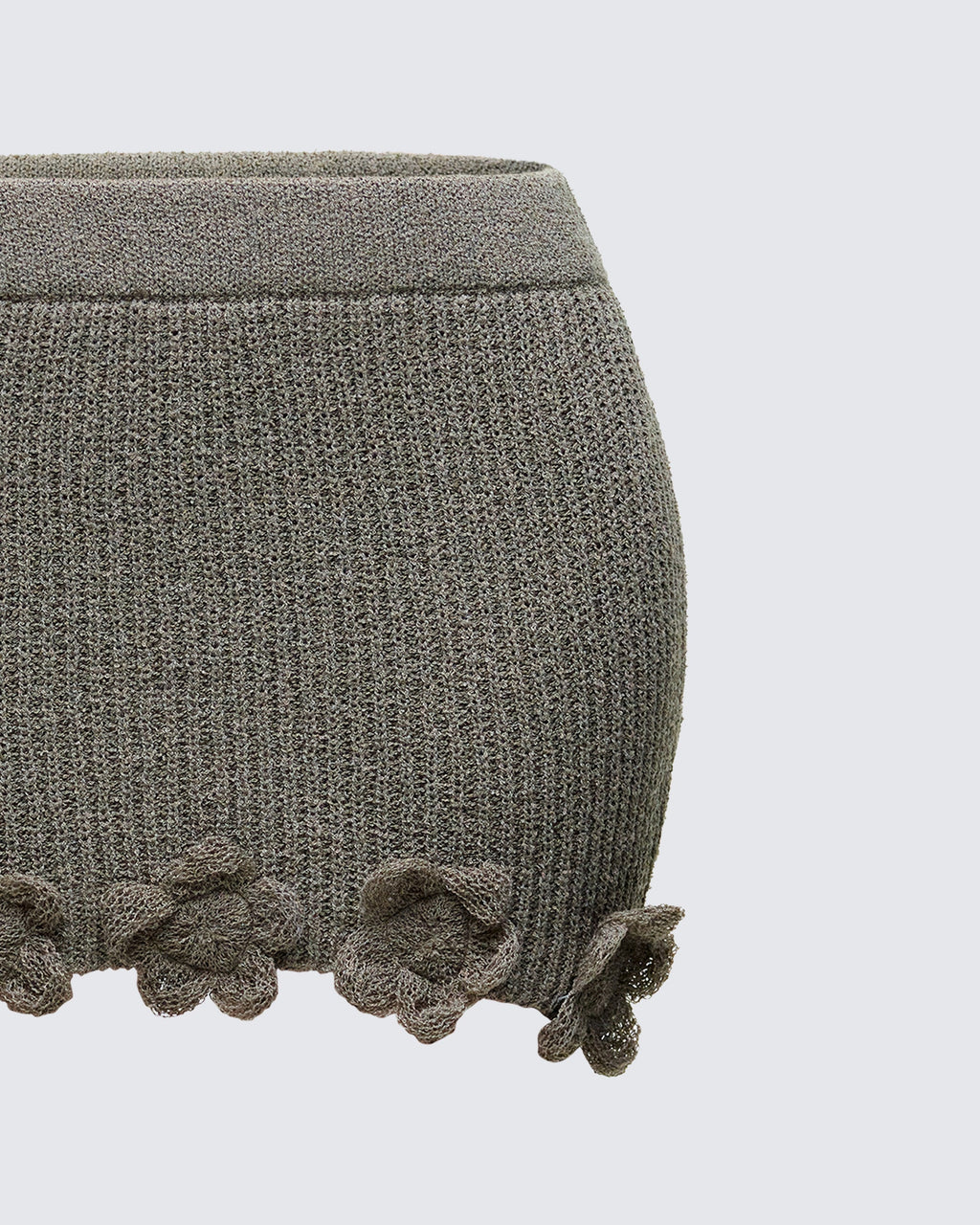 Finesse Jordan Green Knit Flower Hem Mini Skirt