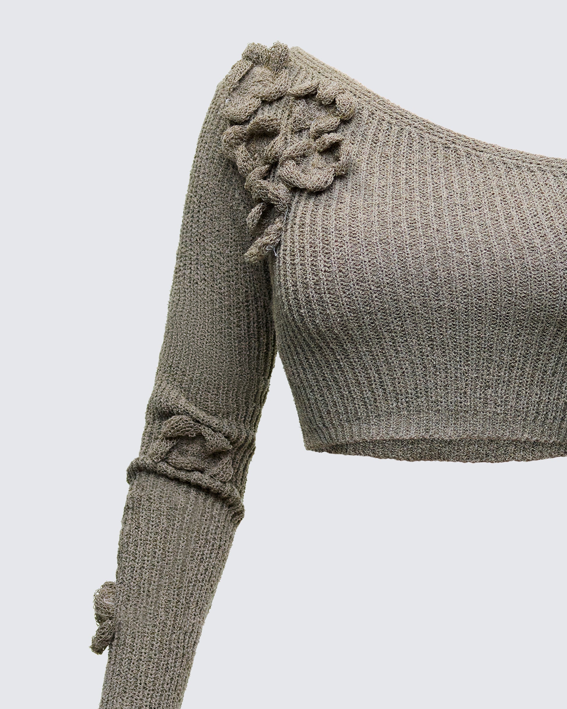 Finesse Jordan Green Knit One Shoulder Top