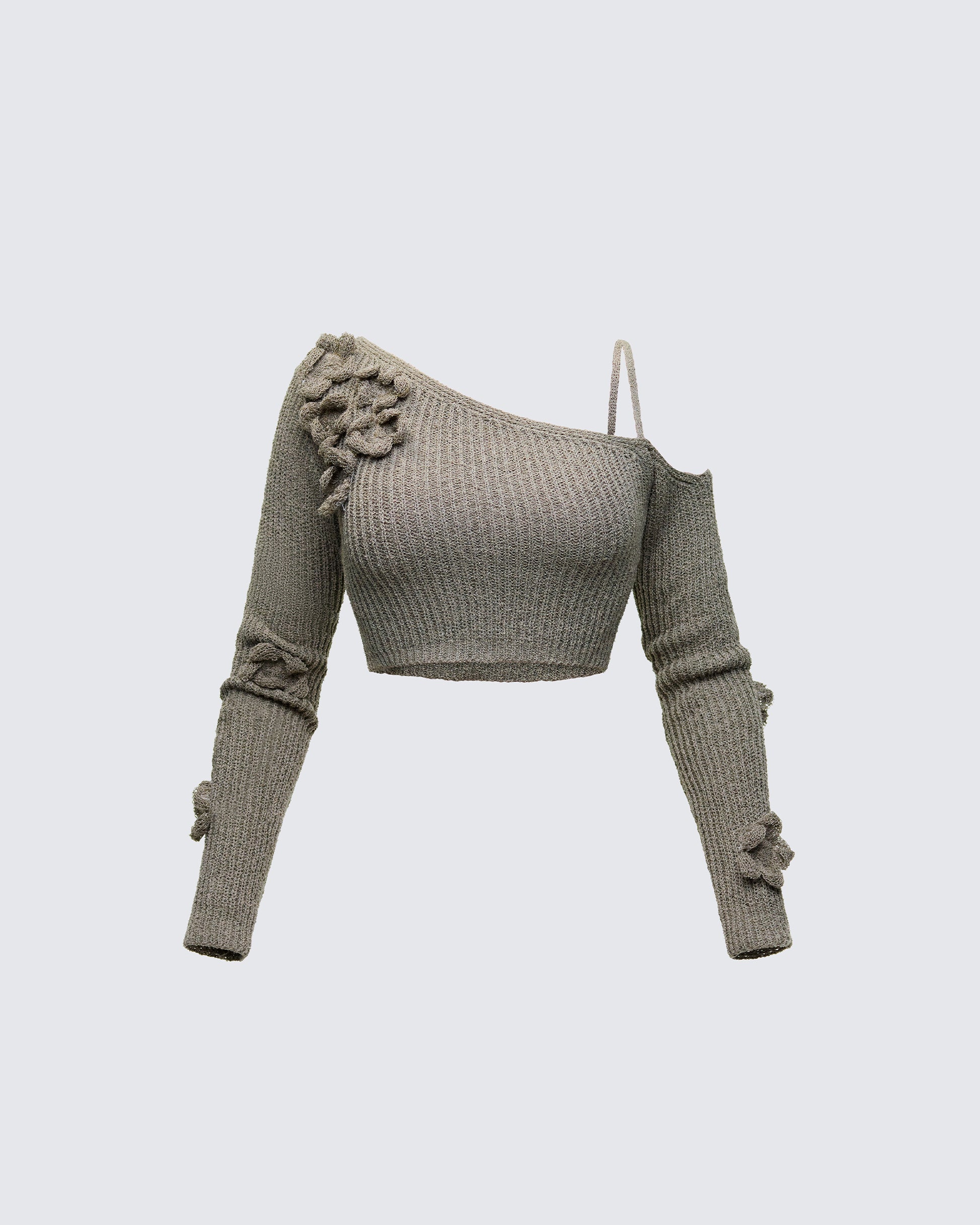 Finesse Jordan Green Knit One Shoulder Top
