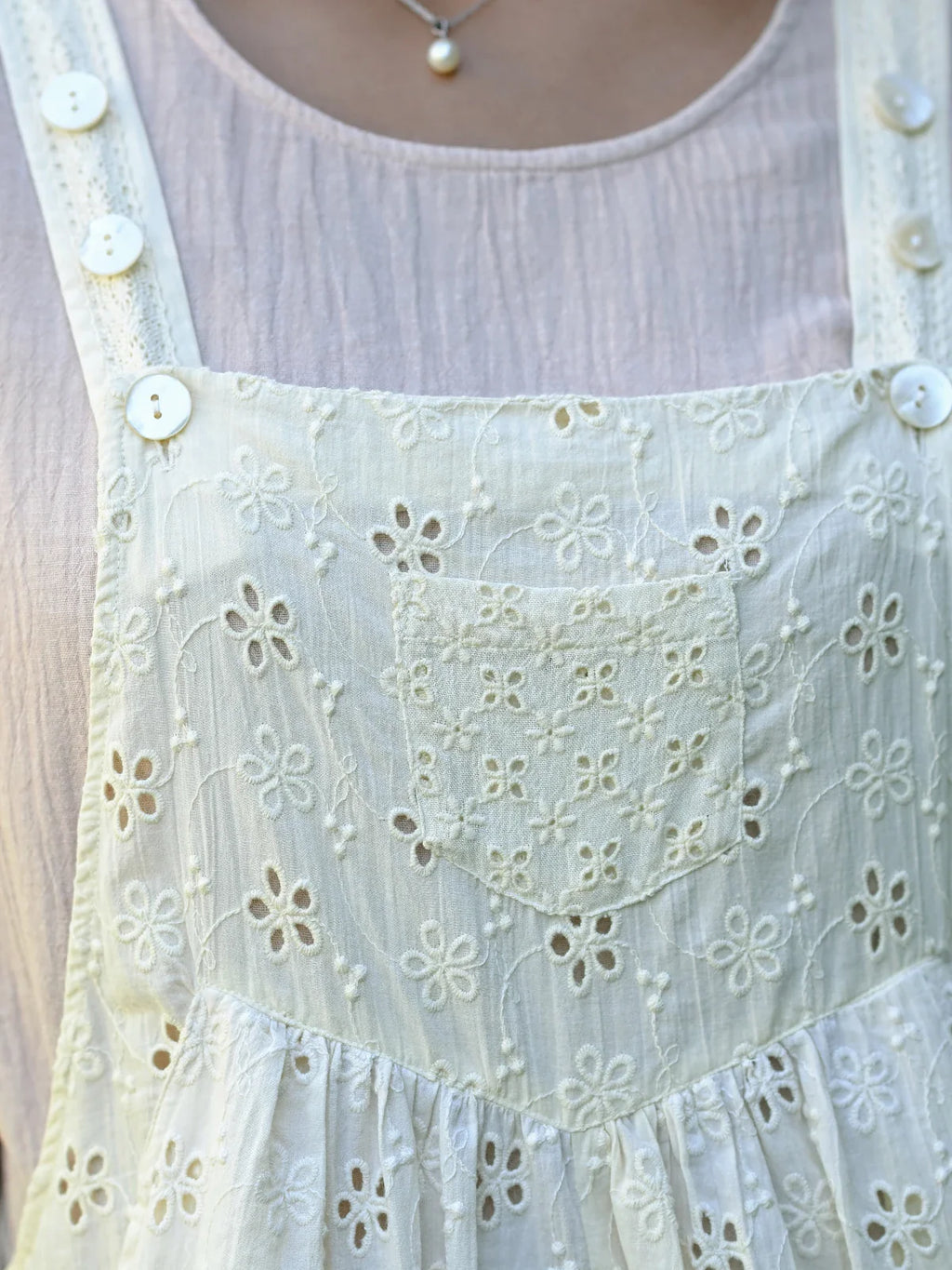 April Cornell Garden Tour Eyelet Overall - Ecru